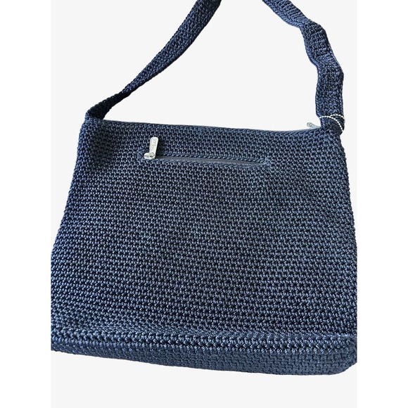 The Sak‎ Navy Purse Crocheted Knit Woven Blue Crossbody Bag Zip Closure EUC - Picture 3 of 8